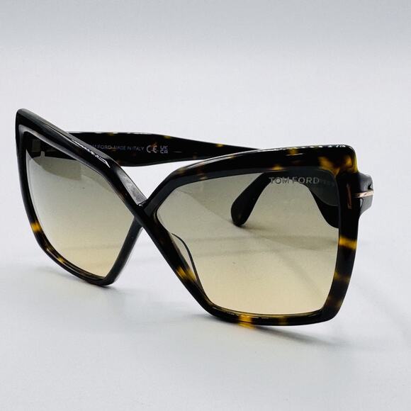 Tom Ford Sunglasses Fiore TF1195 52B Havana Frame Gradient Brown Lens 63-6-140